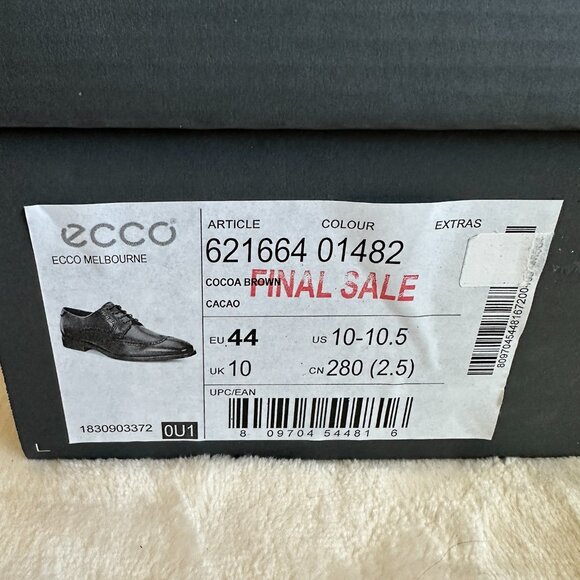NIB! Ecco Mens Melbourne Lace Tie Casual Dress Oxfords 621664 Cocoa Brown Size10 main image 11